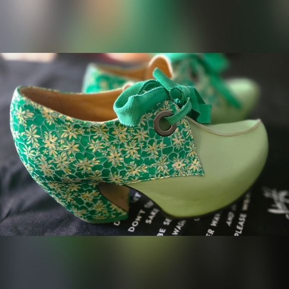 John Fluevog Shoes - John Fluevog Lime Green Floral Heels